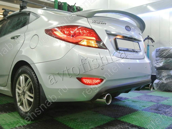 Hyundai Solaris (10 – 13) диффузор заднего бампера №3 двойной выхлоп