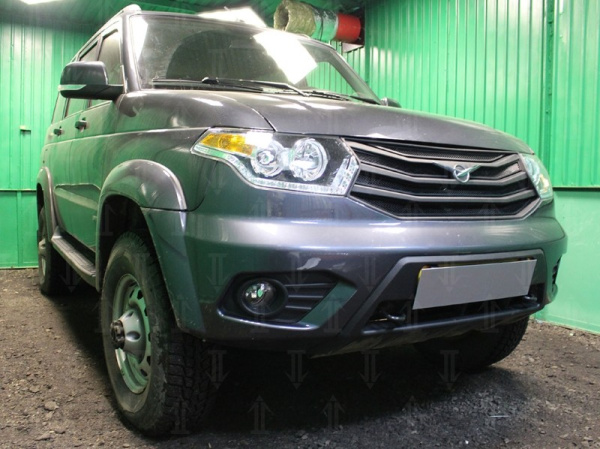 УАЗ Патриот (14–16) Защита радиатора, чёрная (5 частей)